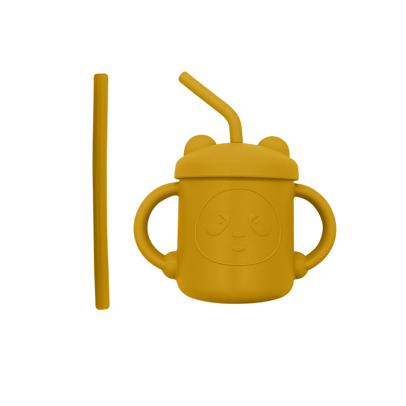 Taza de paja para niños taza de silicona taza de agua de Panda