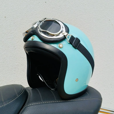 Retro Helmet Fiberglass Motorcycle | Motosiklet kaskı (dəbilqə) - aqua-blue-aviator-glasses-s
