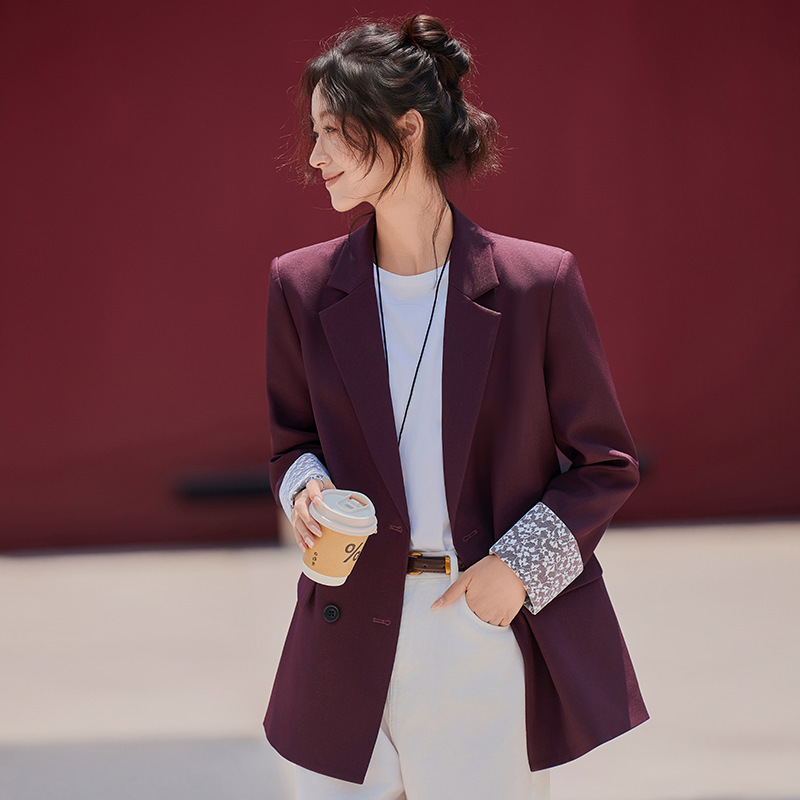 高级感气质时尚百搭宽松西装外套女2025秋冬新款设计感小众小西服|undefined