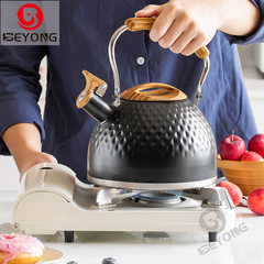 新款黑色錘紋鳴笛燒水壺亞馬遜鳴音水壺廠家批發歐美跨境飲水廚具