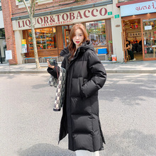 长款纯色棉服女超长过膝2024年新款加厚宽松情侣棉衣棉袄冬季外套