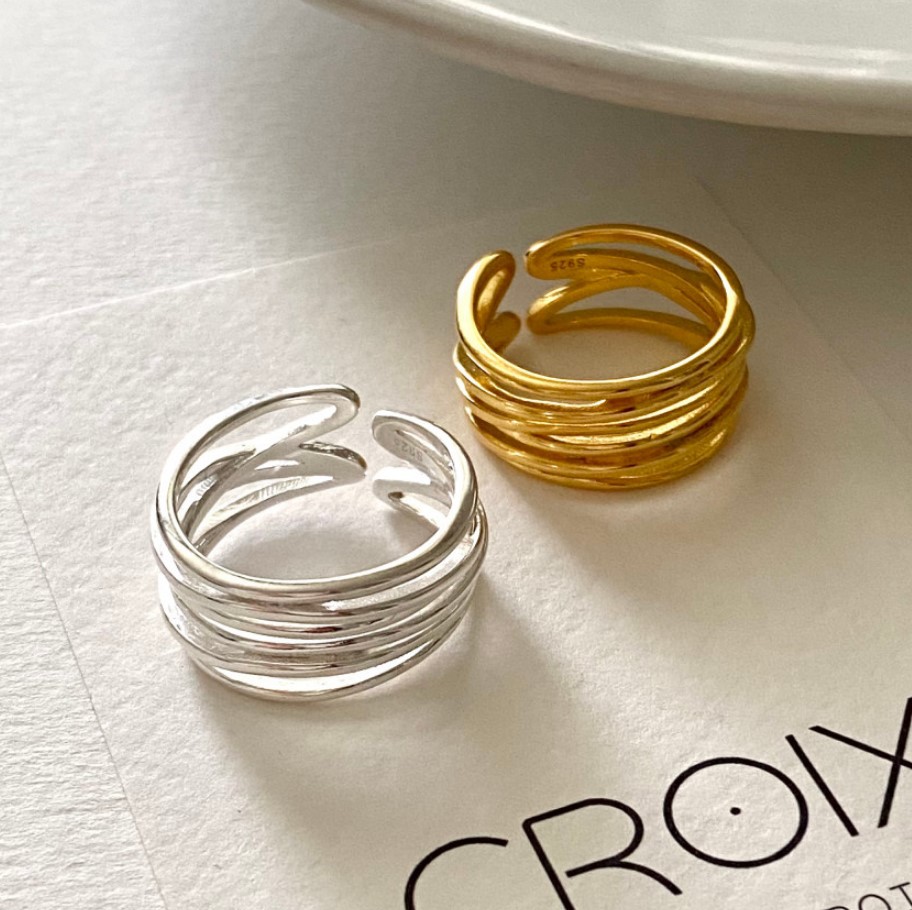 Plating, Hollow Out Design 1 Piece 925 Sterling Silver Solid Color Open Ring Rings