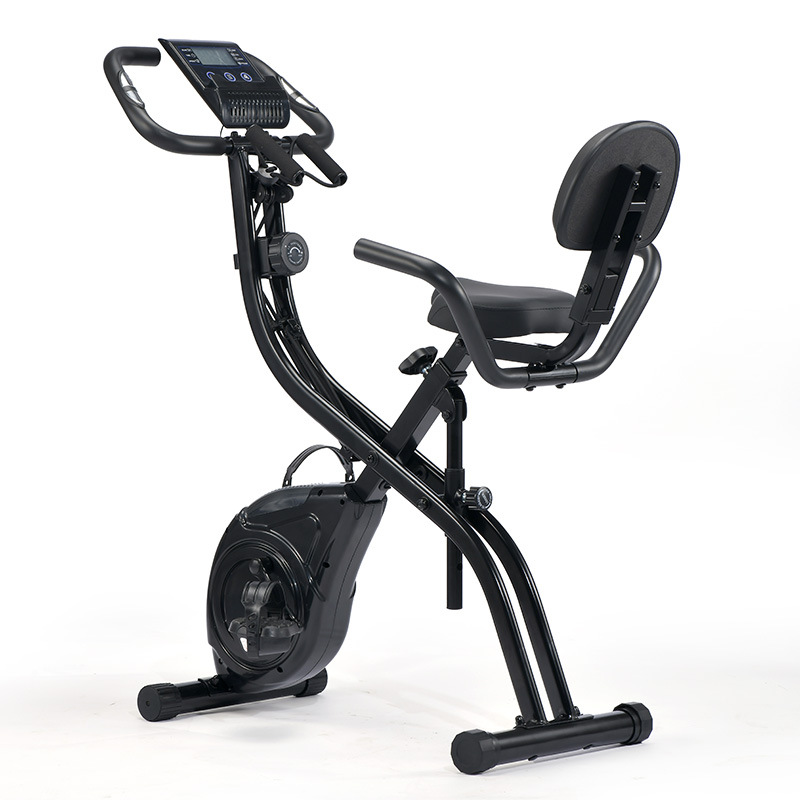 X-bike fitness bike casero magnetrón silencioso plegable con pantalla LCD de frecuencia cardíaca alto respaldo equipo de fitness