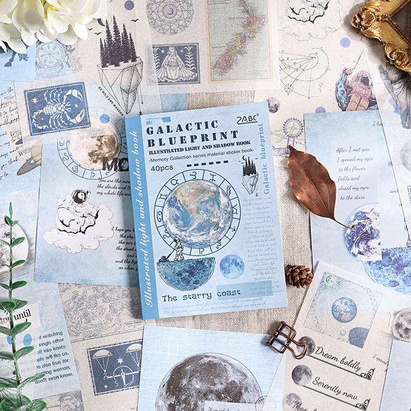 Guía de fotos de luz y sombras, pegatinas retrógradas, cuentas de mano, diarios, materiales de decoración retrógrados, libros de paisaje y papelería de papel