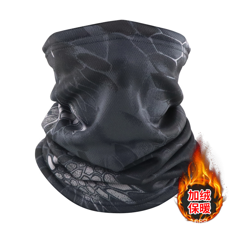 Máscara de invierno transfronteriza con buñuelo de vello grueso turbante de camuflaje para montar al aire libre con cubierta de cuello caliente para esquiar