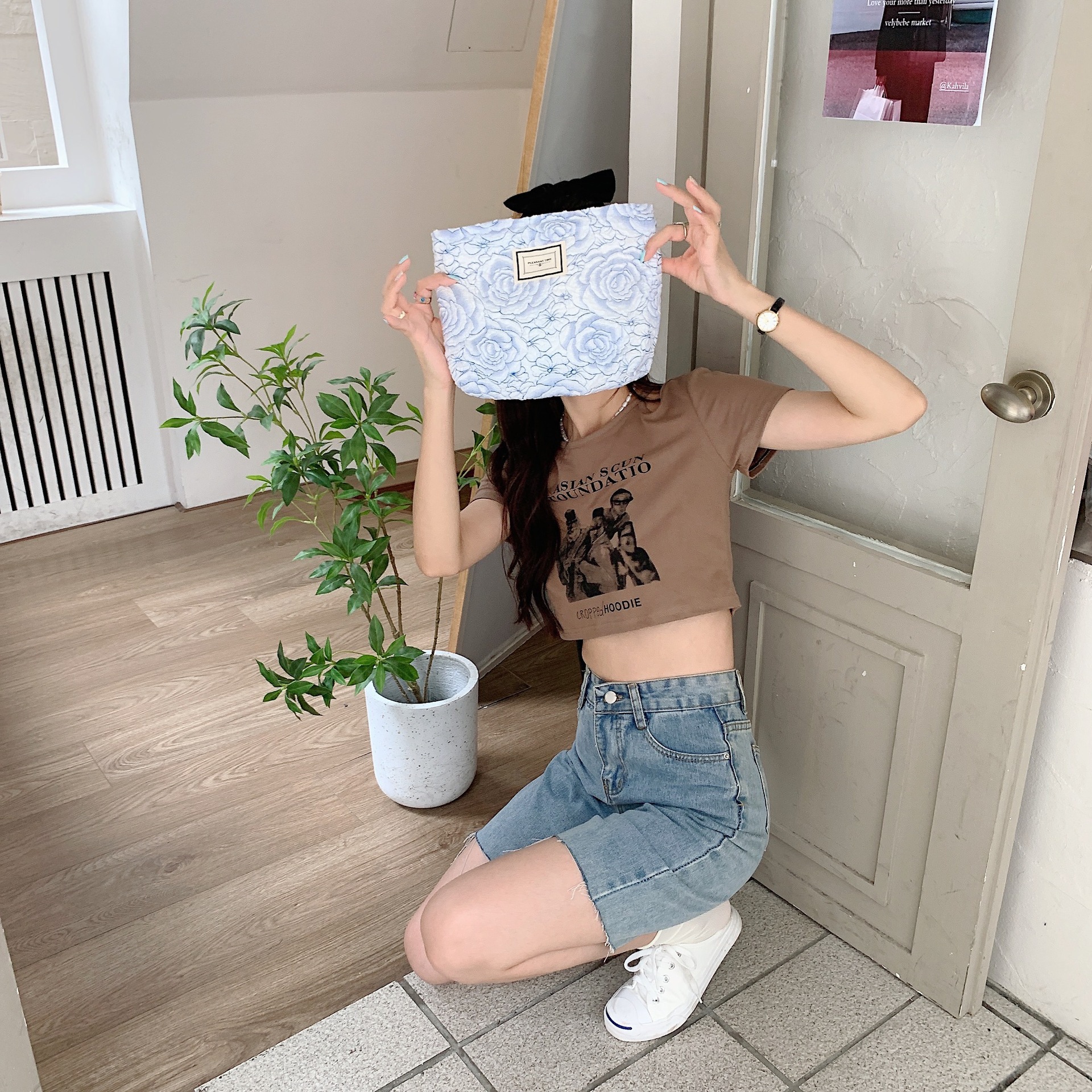 Wholesale of 25244 Jacquard blue rose large-capacity portable bags, clutch bags, storage bags, ladies' tote handbags undefined