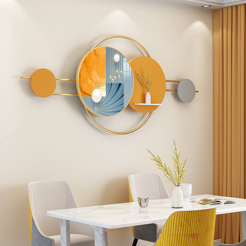 New metal integrated painting wall hanging painting three-dimensional entrance restaurant wall crystal porcelain combination decorative painting wall hanging shelf
