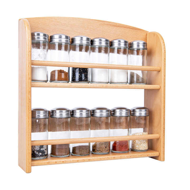 Kitchen desktop multi-layer storage rack solid wood spice rack…