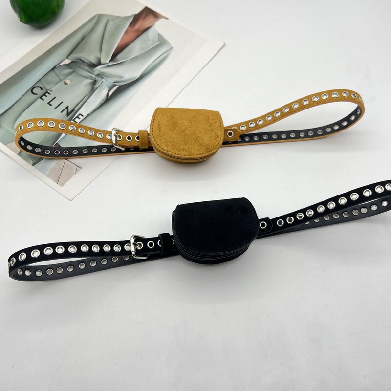 New Suede Leather Belt Bag for Women, Fashionable, Versatile, High-End Niche Design, Punch-Free Small Bag Belt Trend