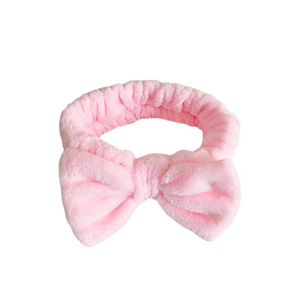 solid color headband with bow for face washing
