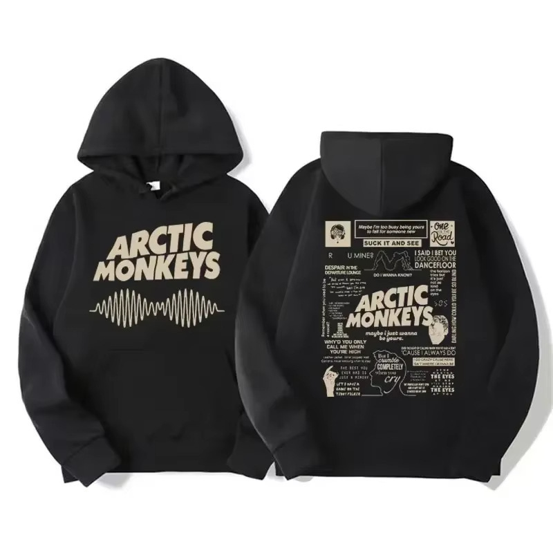 Retro Rock Arctic Monkeys Music Album Pattern Printed Black Sweatshirt Men's Cross-Border Y2K Hip-Hop Hoodie Retro Rock Arctic Monkeys Music Album Pattern Printed Black Sweatshirt Men's Cross-Border Y2K Hip-Hop Hoodie