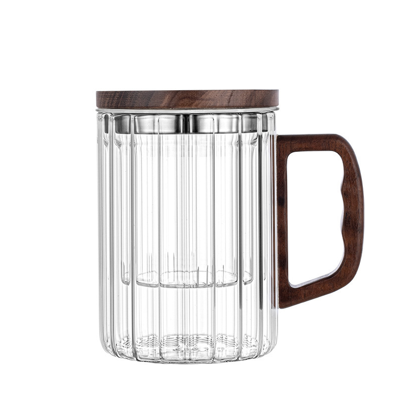 Taza de vidrio vertical de tres piezas, taza de té separada, taza de agua de oficina personal, taza de agua doméstica con tapa de filtro, taza de té de flores image 6