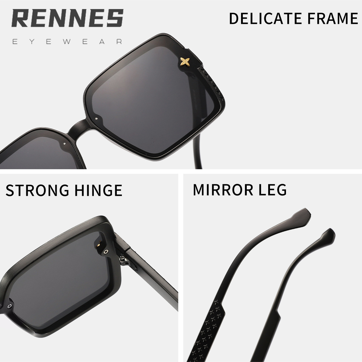 Nuevas gafas de sol de montura grande de moda F para mujer 2024 Gafas de sol europeas y americanas de alta gama para mujer