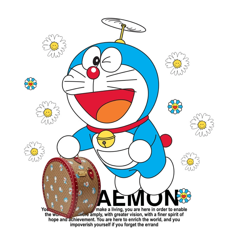 Температурный рисунок Doraemon на одежде, карта горячего рисунка, ожоговая картина, светящийся отражатель, переключатель горячего рисунка, стикер твердого рисунка