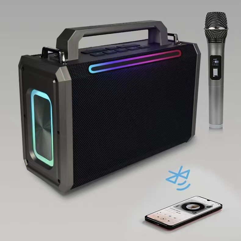 L208ブルートゥース音響ハイパワー屋外k歌サブウーファマイク付き携帯カラオケ一体型スピーカー|undefined
