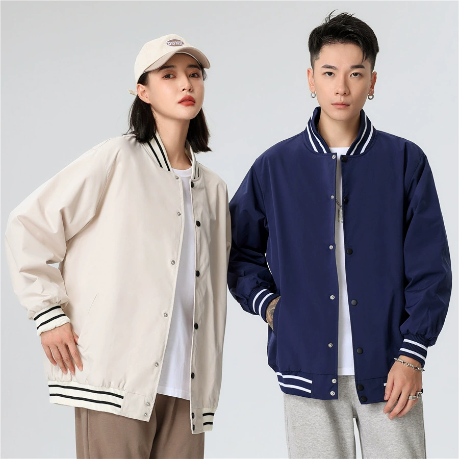 Мужская и женская свободная бейсбольная форма, однотонная куртка с воротником-стойкой, студенческая форма для выпускного класса, бейсбольная рубашка с напечатанным логотипом