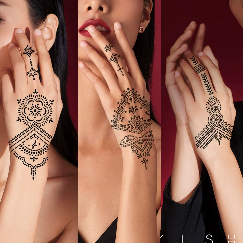 Henna, inkjet template, painted tattoo stickers