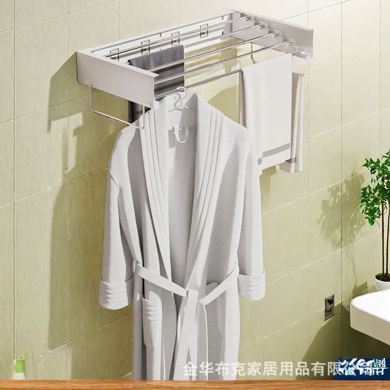 国境を越えたバルコニー折り畳みハンガー室内壁掛けトイレ隠しタオルラック防風見えないハンガー収納ラック|undefined
