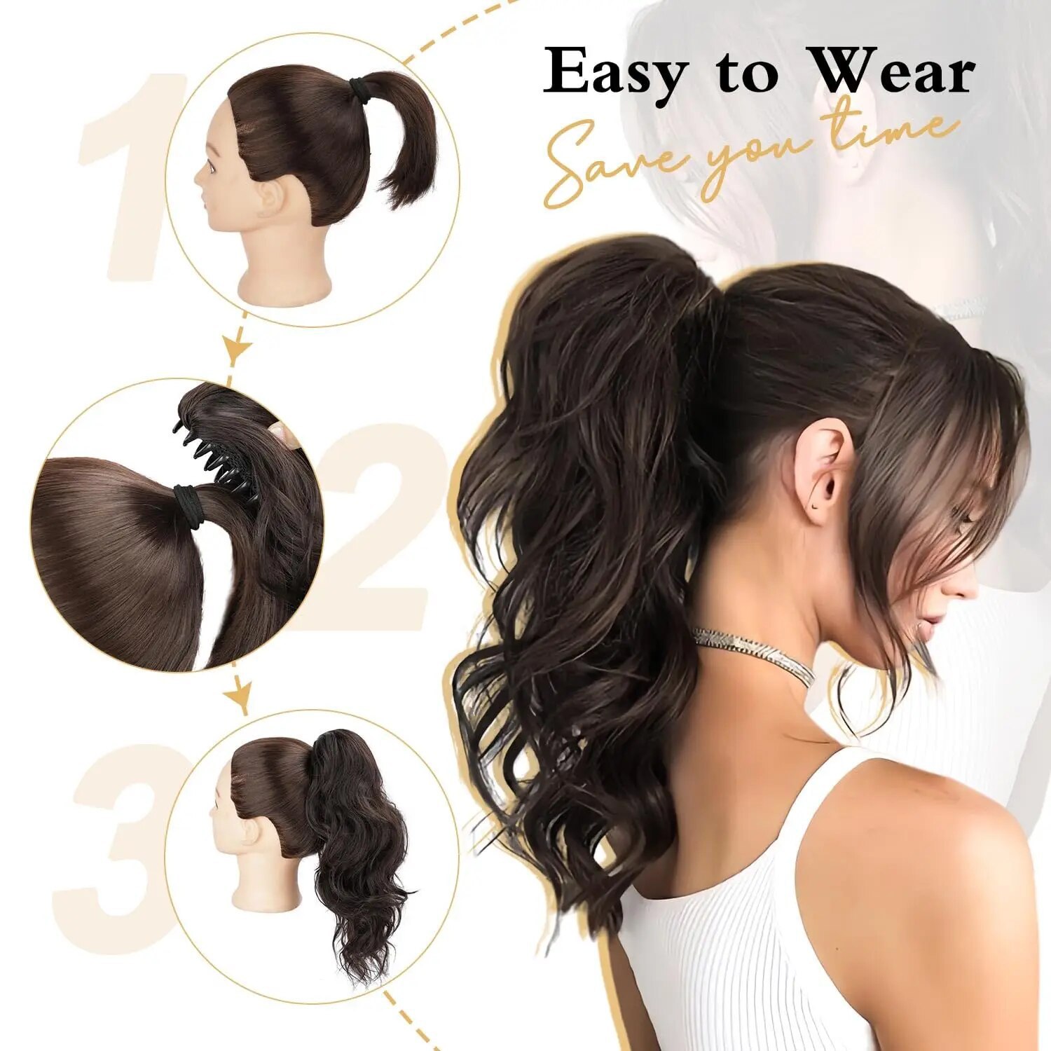 Europa y los Estados Unidos al por mayor caballo pelucca damas moda clip de garra ondulado rizado clip de garra natural esponjoso caballo