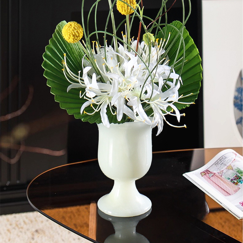 现代轻奢天然简约玉石花器样板间插花花器家居饰品轻奢摆件|undefined