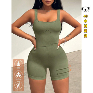 D 24433 Rib square neck jumpsuit �ݼy���I�B�wѝ