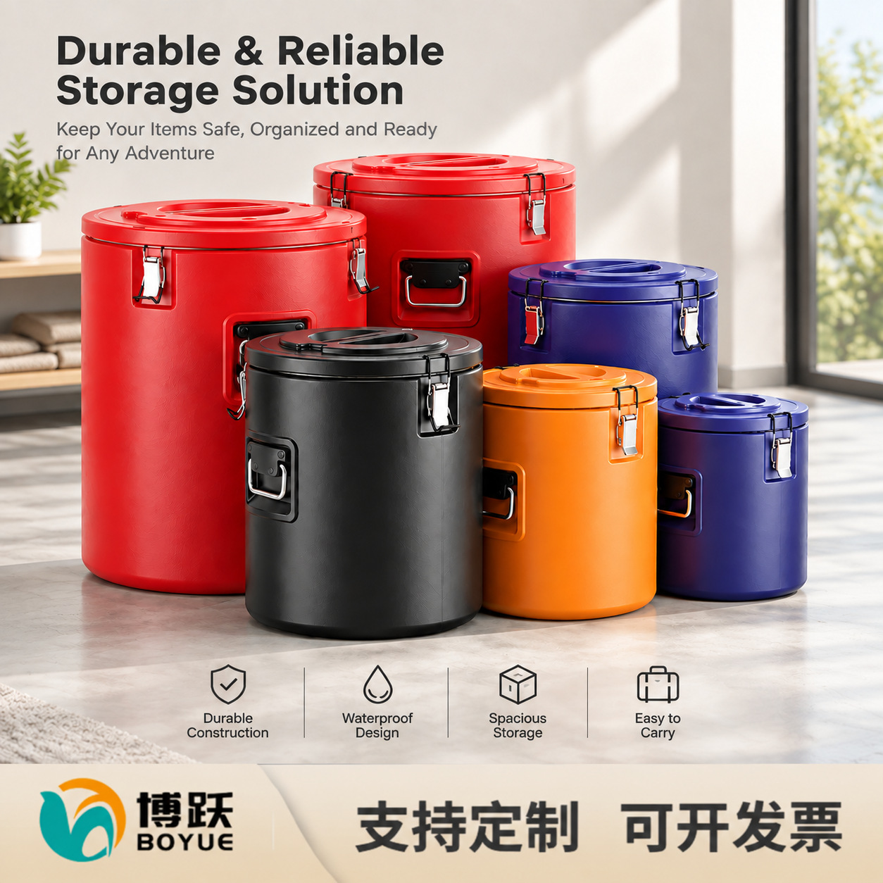 Cross-border stainless steel insulated bucket, large-capacity milk tea bucket, five-piece set, double-layer soup bucket