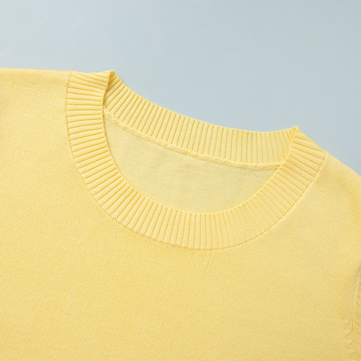 Cross-Border Pullover Shor Sleeve Half-Lengh Skir European And American 2025 Summer New Knied Solid Color Simple_ecoleips.com