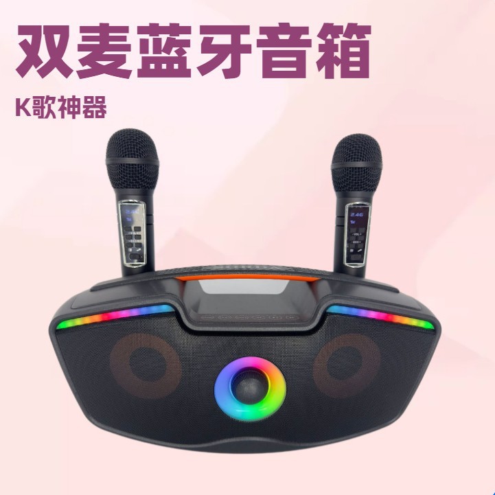 Sd219 Bluetooth Speaker Karaoke All-In-One Dual-Mic Singing Family Ktv Portable Outdoor Singing Kidsren's Microphone