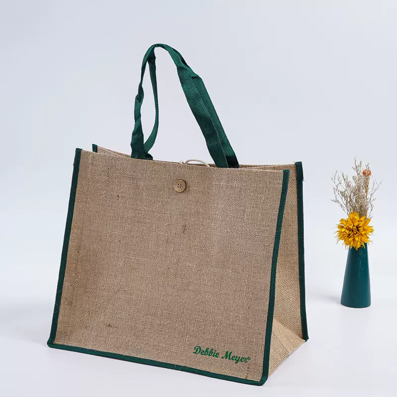 手提麻布袋批发diy复古木扣托特黄麻亚麻棉麻礼品袋子购物麻布包