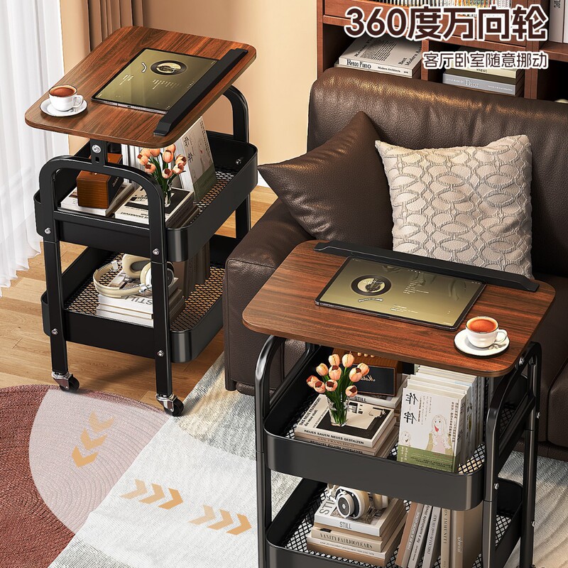 Trolley Storage Rack, Retro Style Floor-To-Ceiling Wheels, Silent Movable Multi-Layer Snack Rack, Sofa Coffee Table, Computer Table