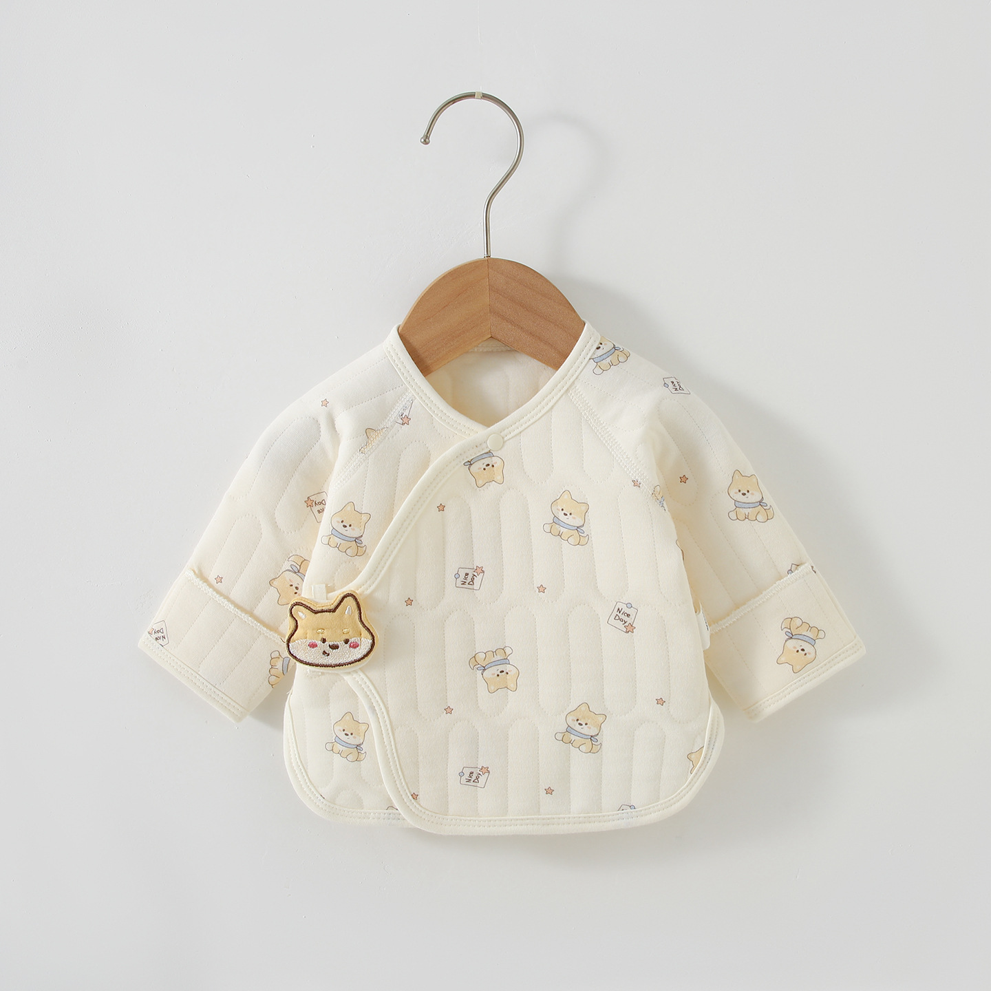 Newborn Half-Back Cotton Type a Quilted Newborn Baby Tops Autumn and Winter 0-3 Months Warm Baby Monk Clothes