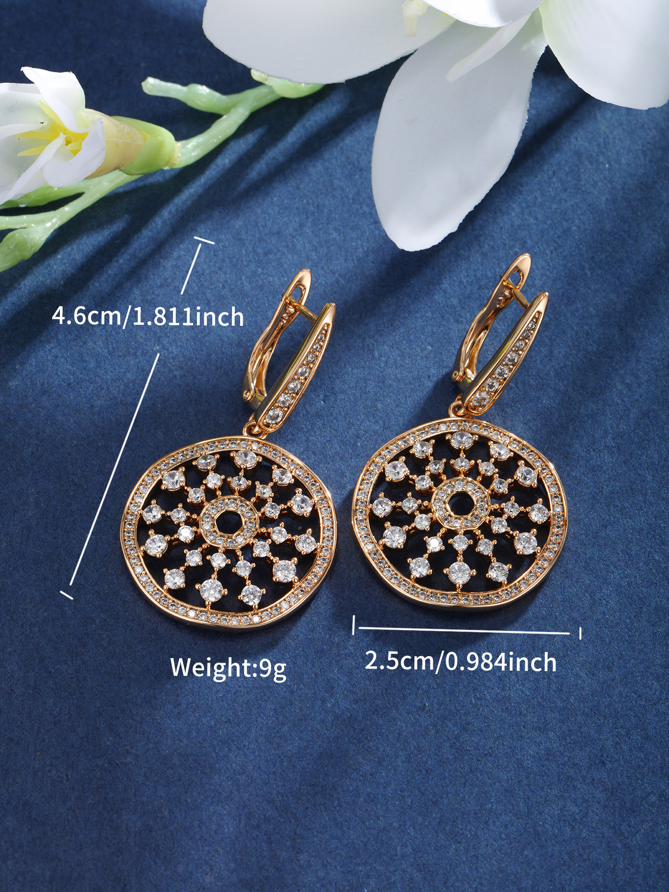 Joyas Xuping, lujo ligero, diamantes completos, incrustaciones, personalidad de alto nivel, pendientes cuadrados redondos geométricos, pendientes transfronterizos europeos y americanos, mujeres