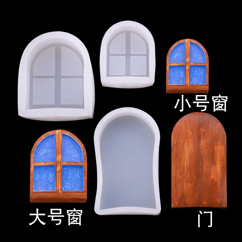 Puerta y ventana de dibujos animados de silicona molde creativo hecho a mano jabón aromaterapia vela epoxi molde de yeso decoración de la torta del postre