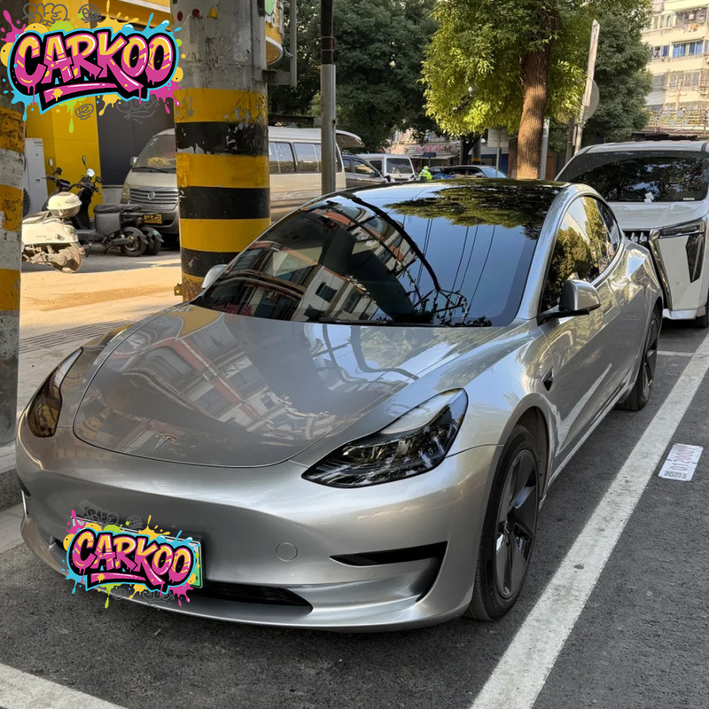 Carkoo Polymer Pvc Car Color Changing Film Super Bright Metal Xinghan Silver Pet Color Changing Film Body Car Clothing Color Changing