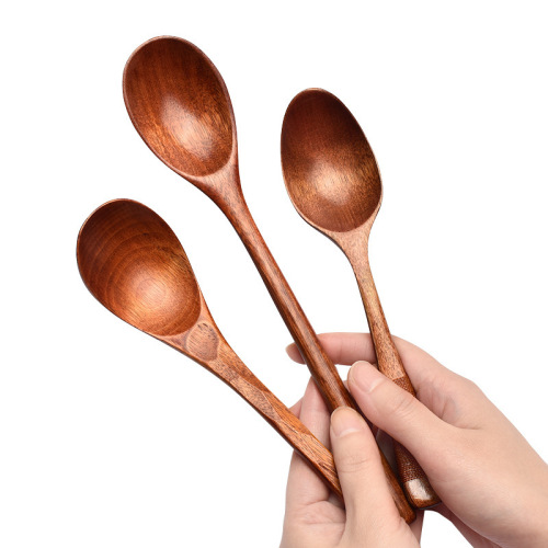 Wooden commercial spoon snail powder spoon household soup wooden small spoon Korean small wooden spoon fork