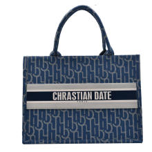 2022刺绣帆布手提包代加工厂绣花虎头包拼接大容量托特包定制