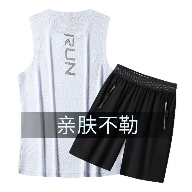 Verano running sports suit hombre entrenamiento de maratón atletismo ligero cool suit chaleco suelto hombre image 6