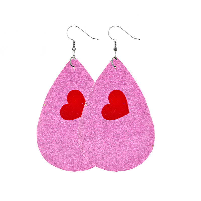 1 Pair Lady Streetwear Letter Heart Shape Pu Leather Drop Earrings display picture 11