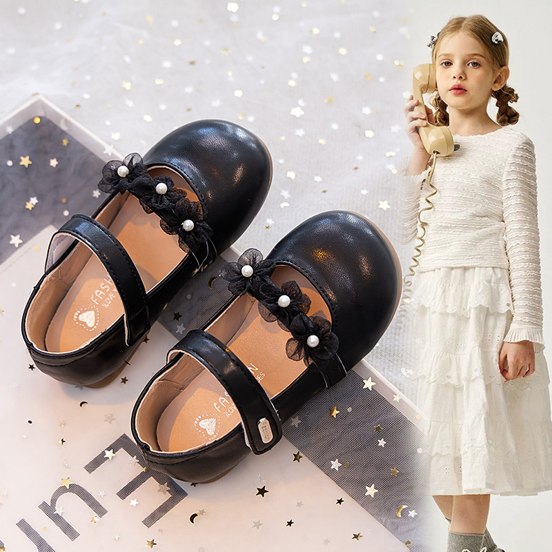 Zapatos de princesa para niñas 2025 nuevo estilo primavera y otoño zapatos de cuero para bebés para niños Mary Jane Flower zapatos individuales zapatos de rendimiento para niñas image 5