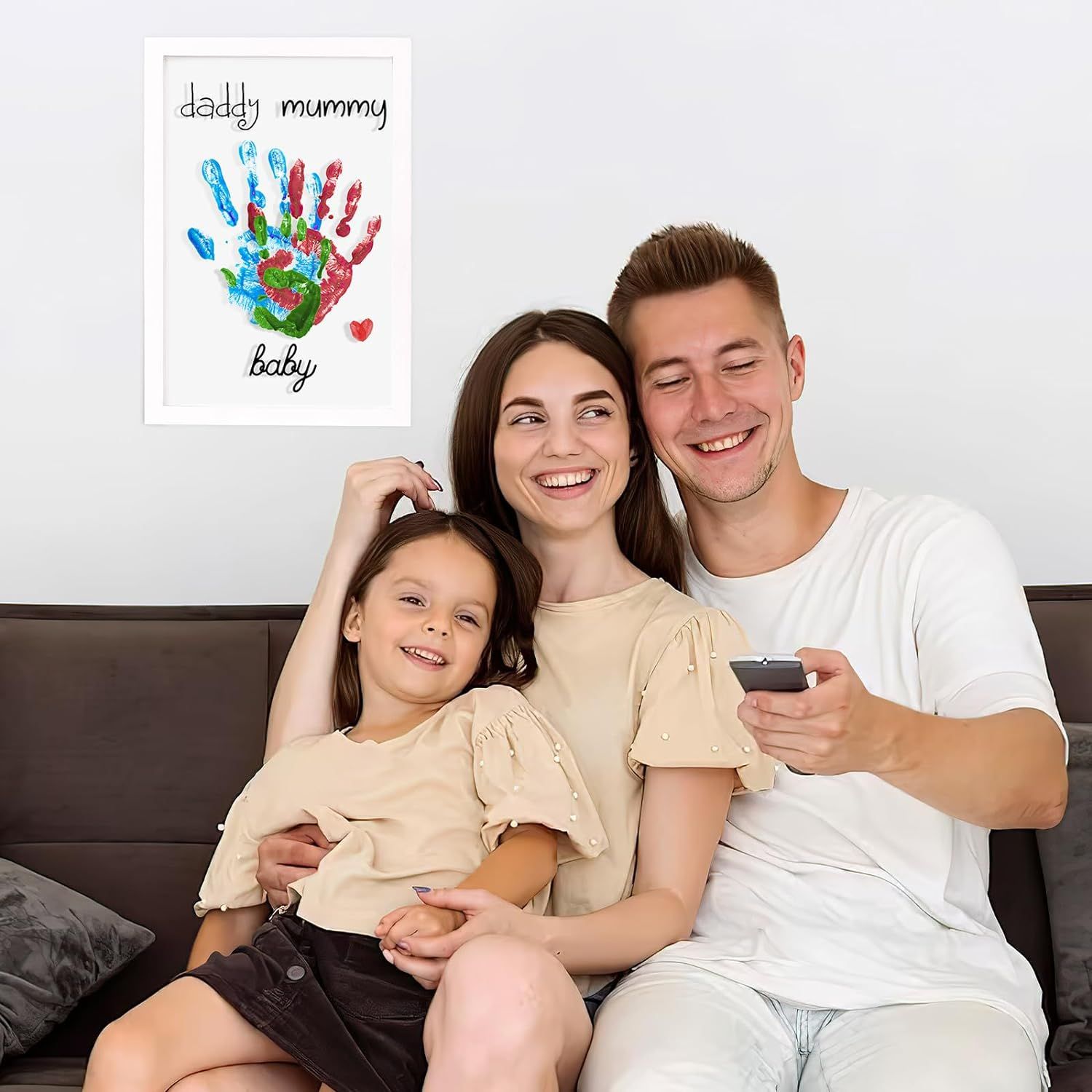 Marco de fotos de bricolaje, marco conmemorativo de impresión a mano, marco de fotos hecho a mano, mesa de escritorio