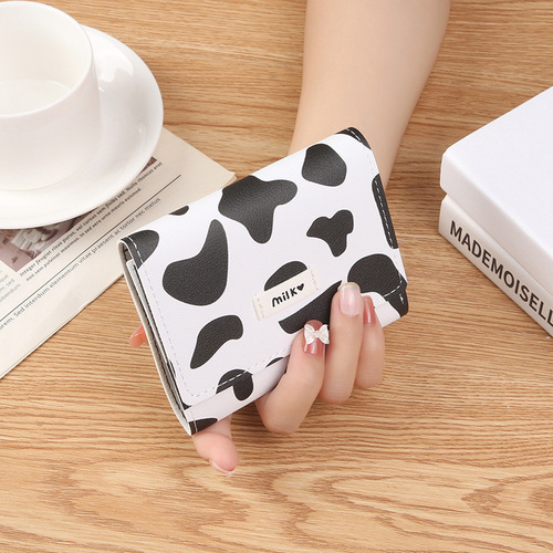 New multi-card slot short small coin purse women's mini wallet three-fold wallet Japanese and Korean version cow card bag for women