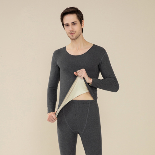 New style thermal underwear for women, double-sided brushed hair hot ab side plus velvet bottoming, men's autumn clothes and long trousers suits wholesale