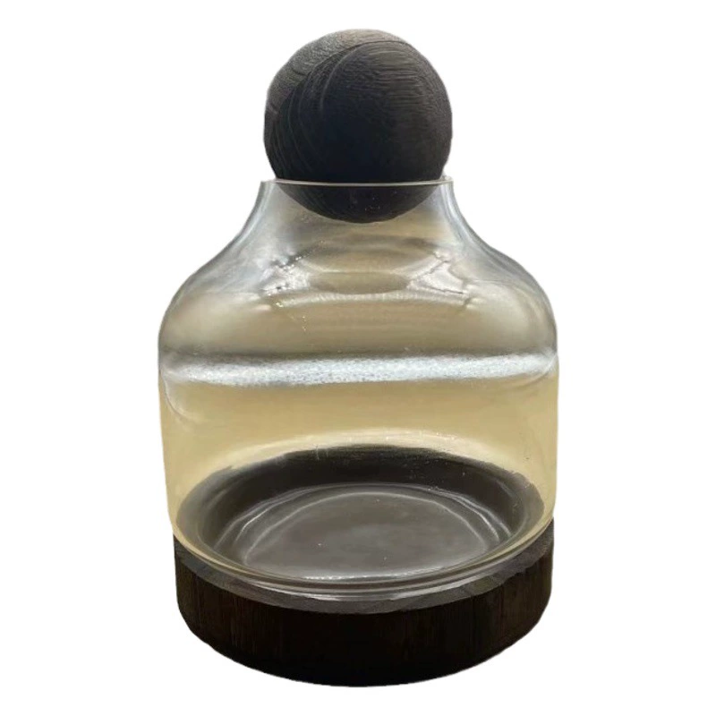 Креативный круглый стеклянный соломенный резервуар маленький аквариум в японском стиле маленькая экологическая бутылка Douyu бутылка настольная микропейзаж деревянная основа