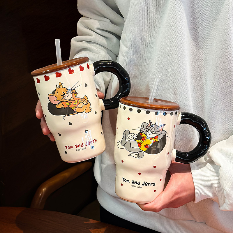 猫とネズミのマグカップ陶磁器の新しい女の子の高颜値カップ家庭用コーヒーカップカップルの誕生日プレゼント|undefined