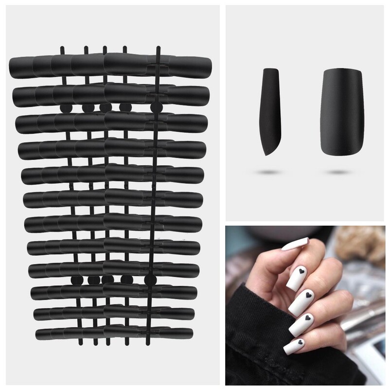 Boutique 5 Pack Full Stick Solid Color Matte Matte Square Wear Armor False Nail Art Patch Hair Embryo