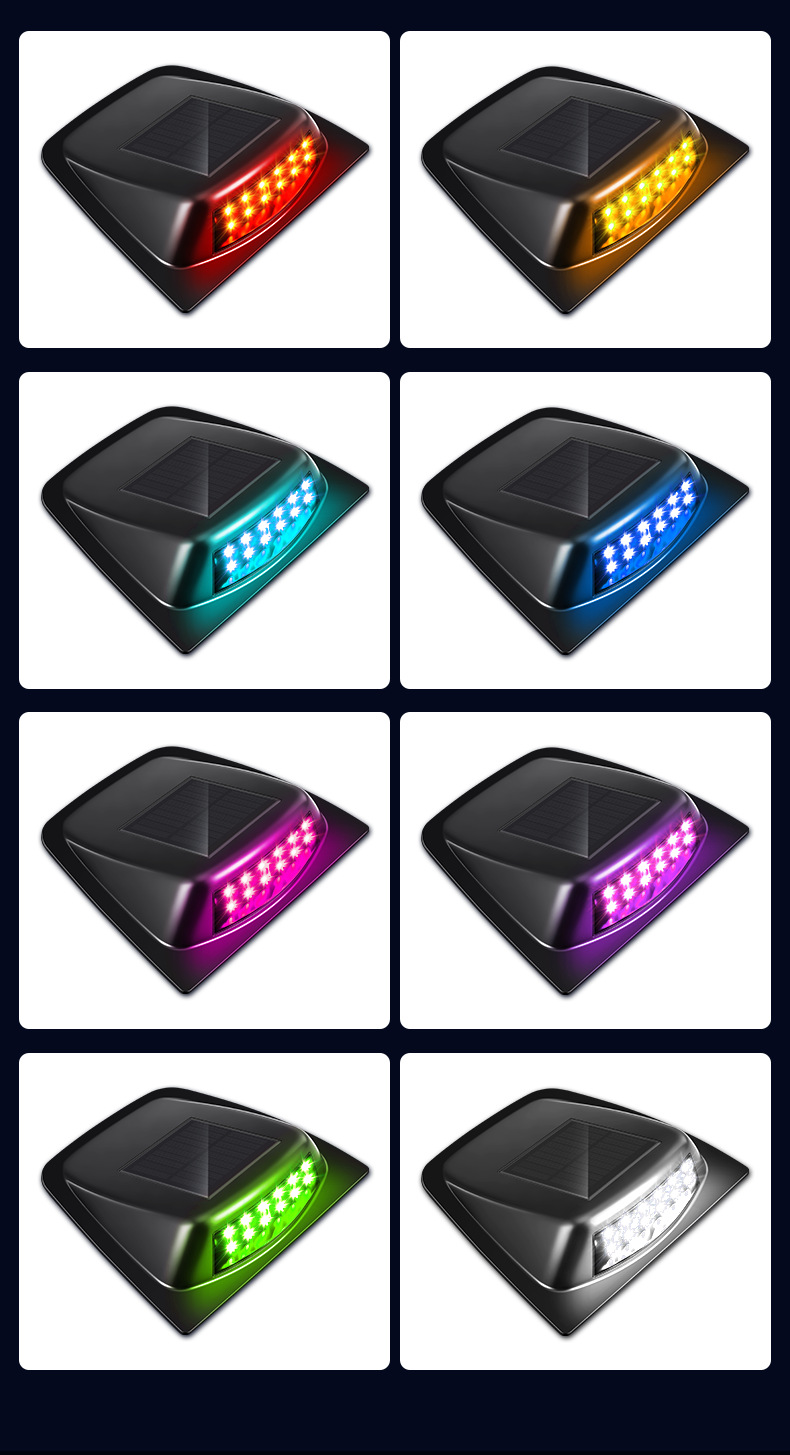Cross-Border Solar-Powered Led Car Lights, Radar Cover Laser Lights, Vehicle-Mounted Warning Lights, Remote-Controlled Colorful Car Modification