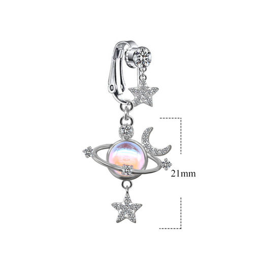 Gaibei European and American cross heart-shaped navel ring planet moon navel ring navel ornament rabbit love holeless navel nail ear clip dual use