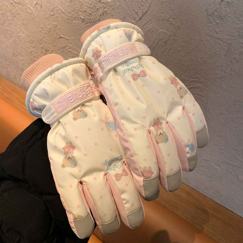 滑雪手套女冬原创设计加厚棉加绒防泼水户外骑行保暖防滑防风触屏|undefined