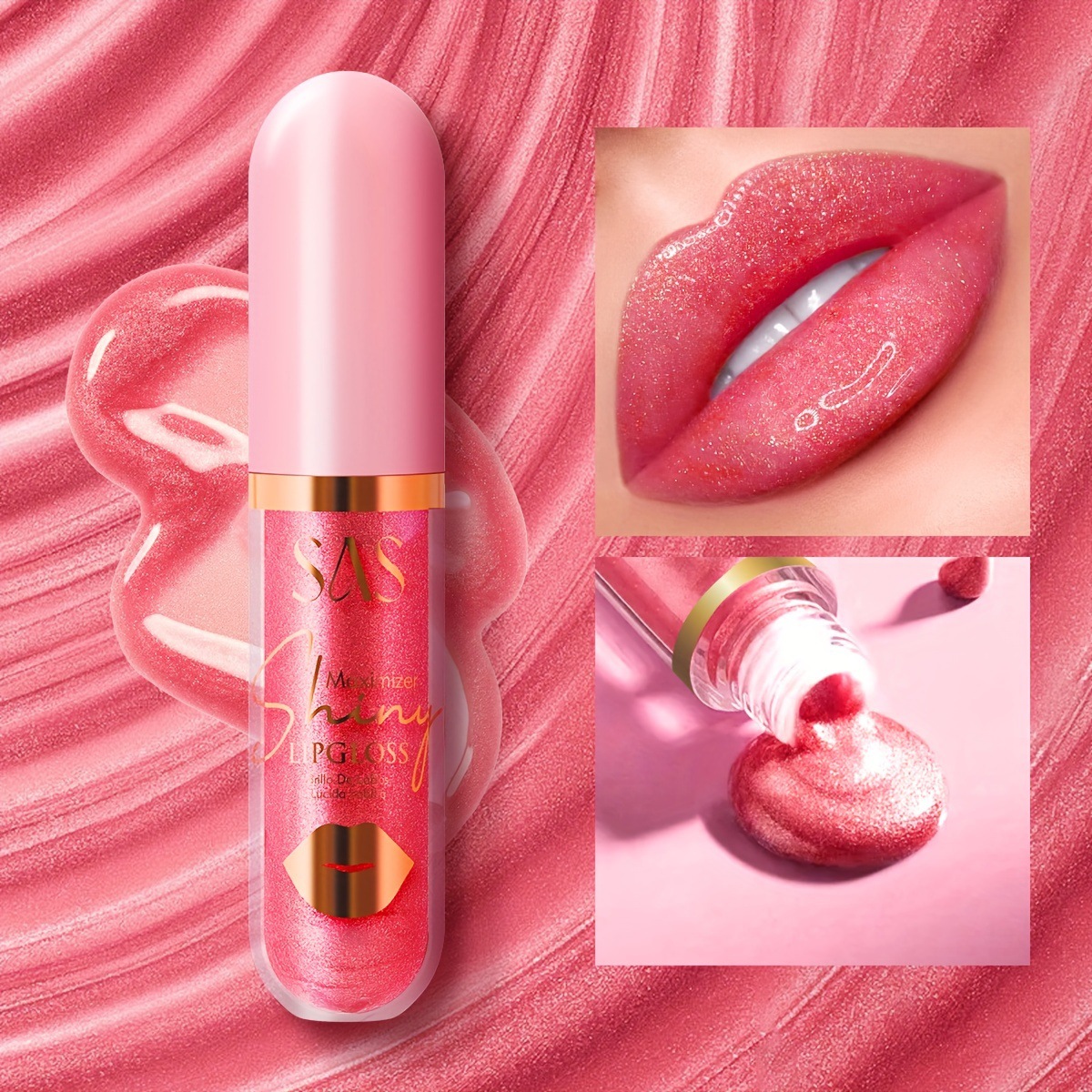 USHAS European and American Cross-border spot brillo de labios nacarado brillo de labios taza impermeable no se desvanece esmalte de labios SAC054