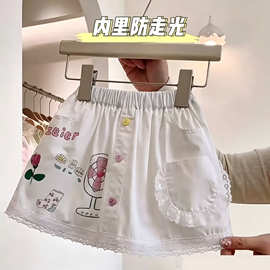 女宝宝花边休闲短裙夏季新款日韩系百搭半身裙中小童韩版A字裙子